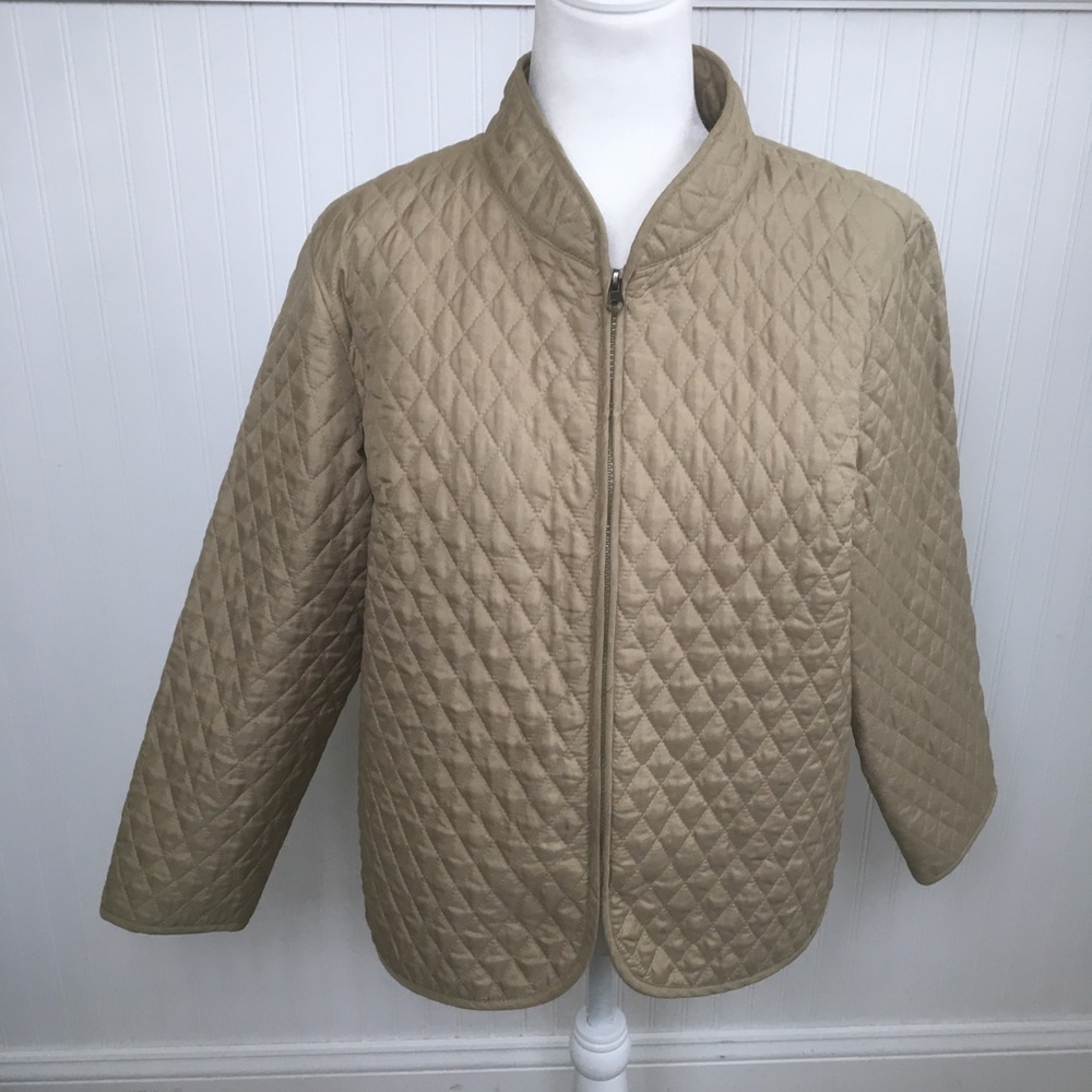 Briggs NY Tan Quilted Zip-Up Jacket XL Petite